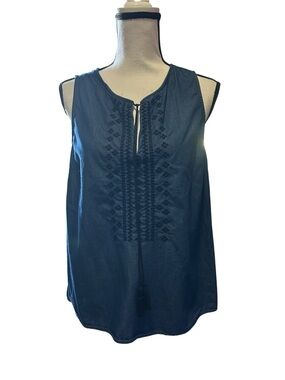 Old Navy Embroidered Tie-Front Sleeveless cotton top